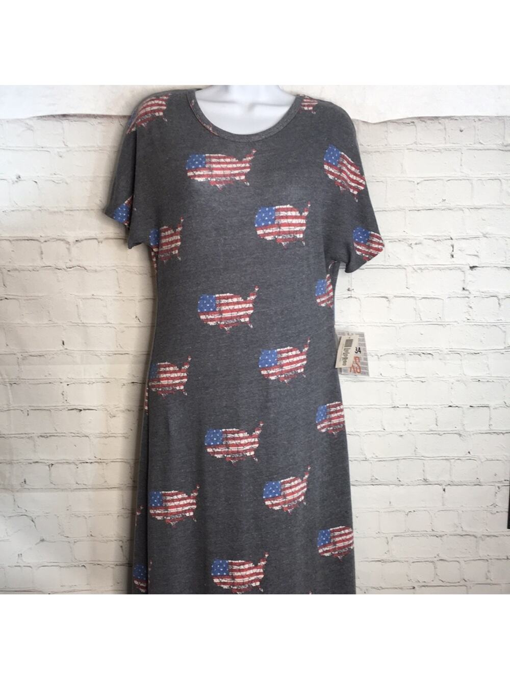 LuLaRoe‎ Maria Maxi Dress American Dreams Women's X-Small Gray NWT 4th of July
